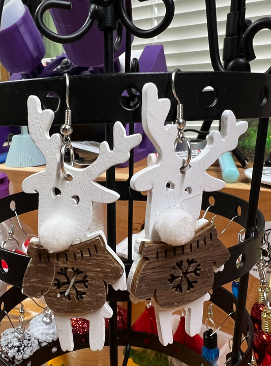 White moose earrings