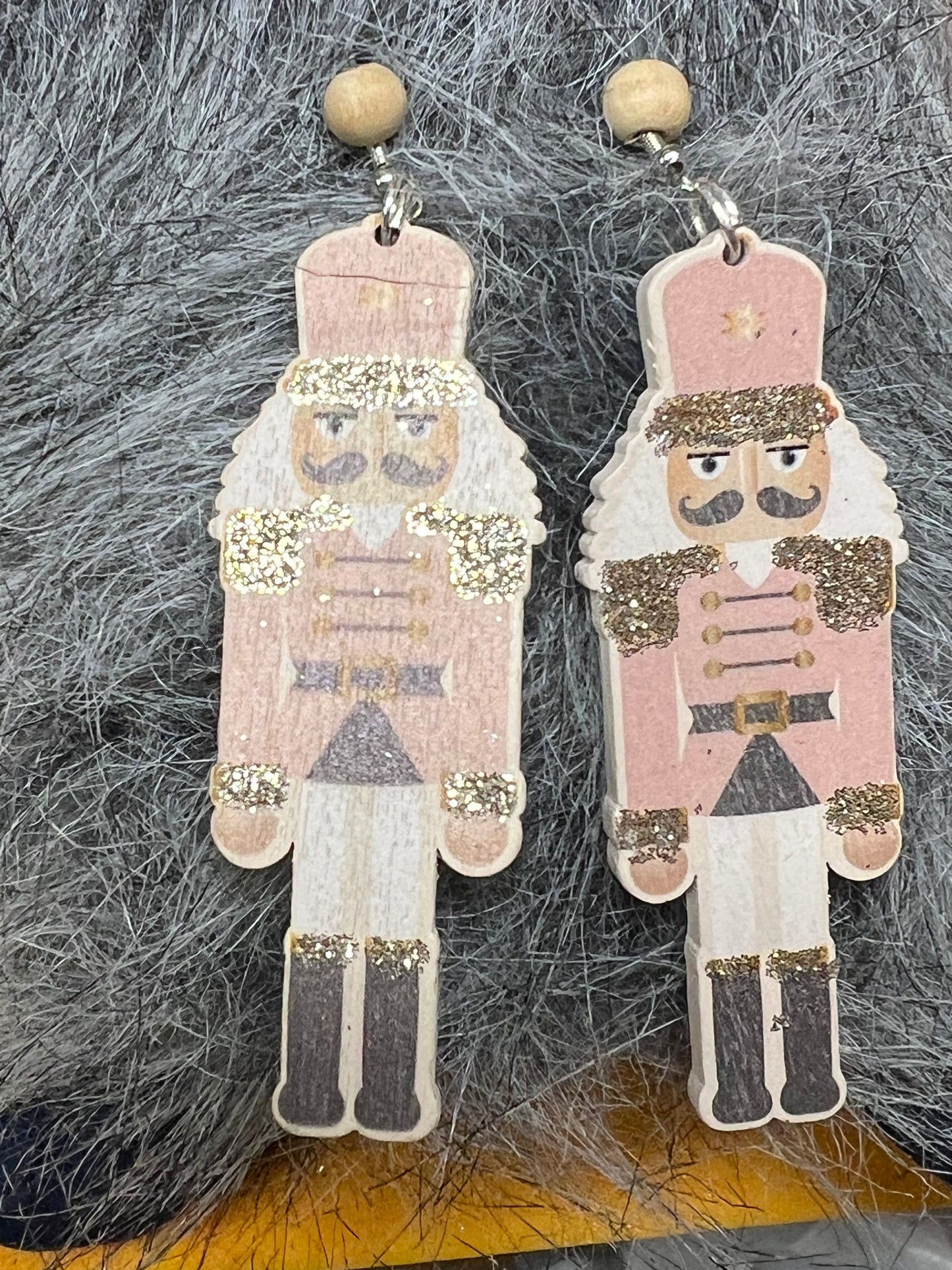 Wooden nutcracker earrings