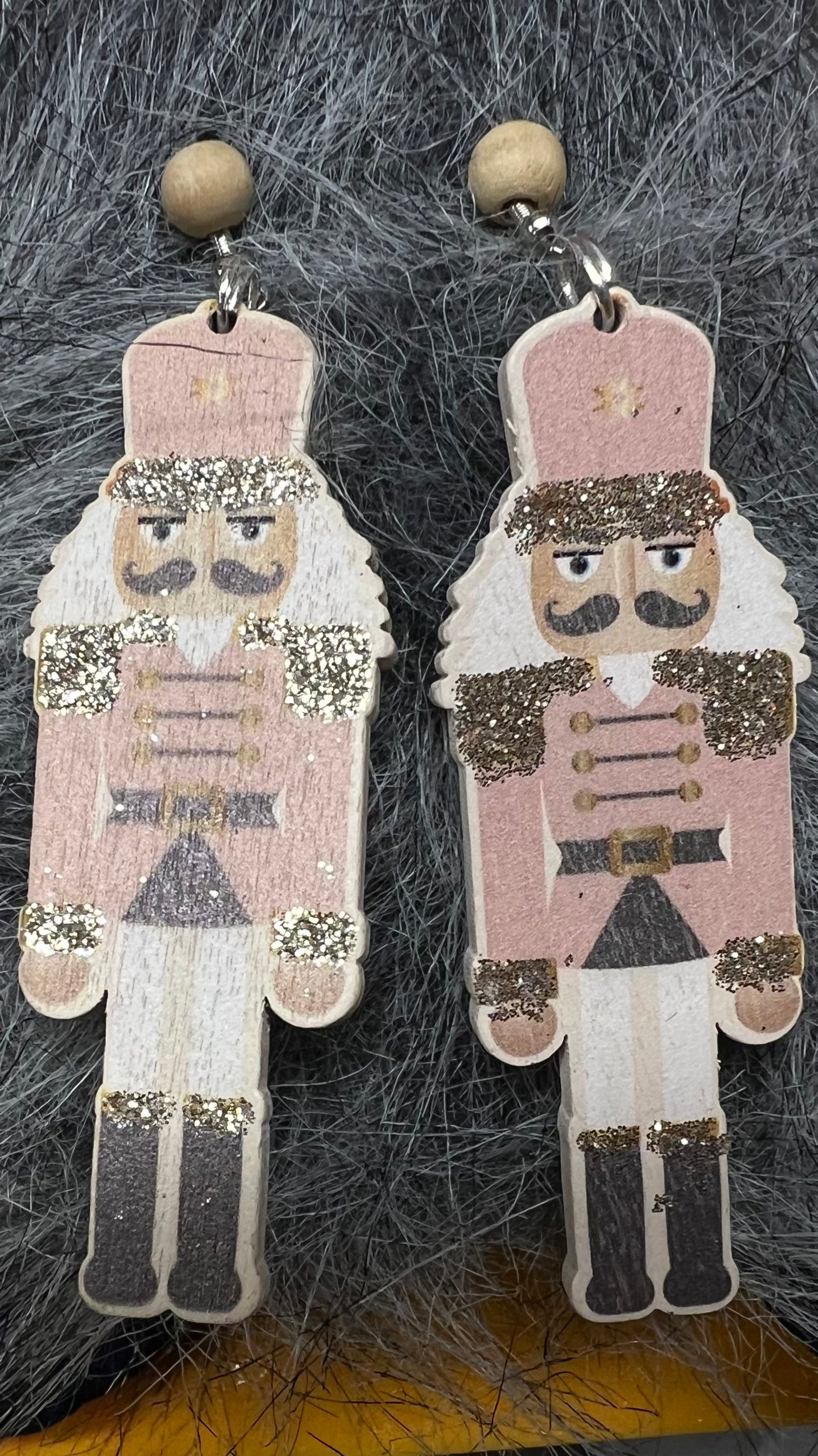 Wooden nutcracker earrings